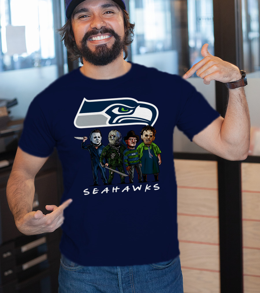 Seattle Seahawks Halloween The Slasher Squad Teams Horror Characters T-Shirt