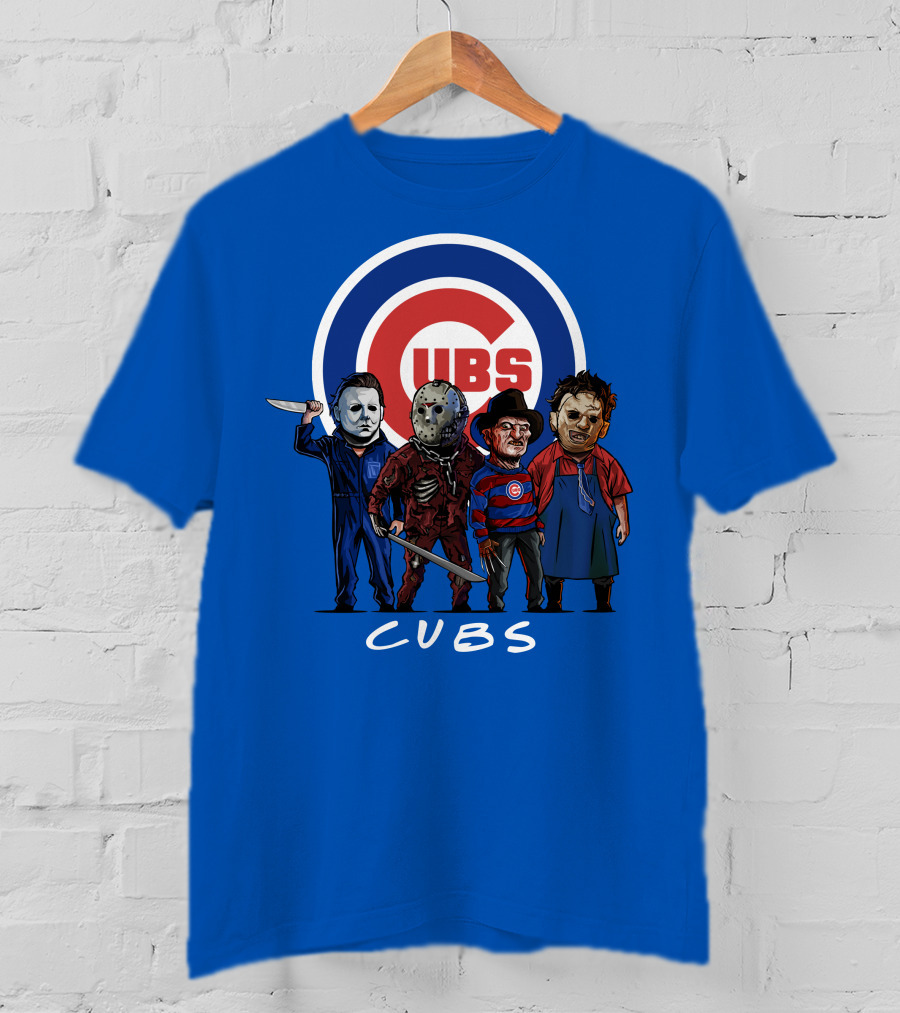 Chicago Cubs Halloween Slasher Squad Featuring Iconic Horror Characters T-Shirt