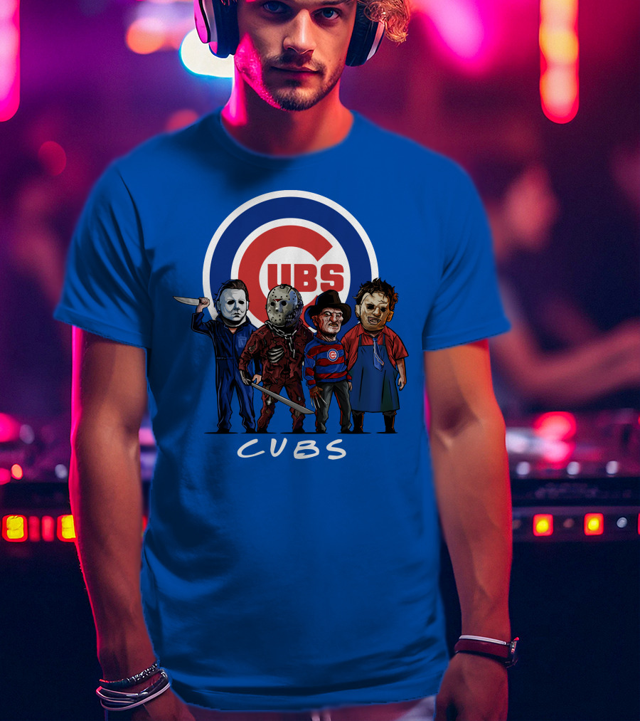 Chicago Cubs Halloween Slasher Squad Featuring Iconic Horror Characters T-Shirt