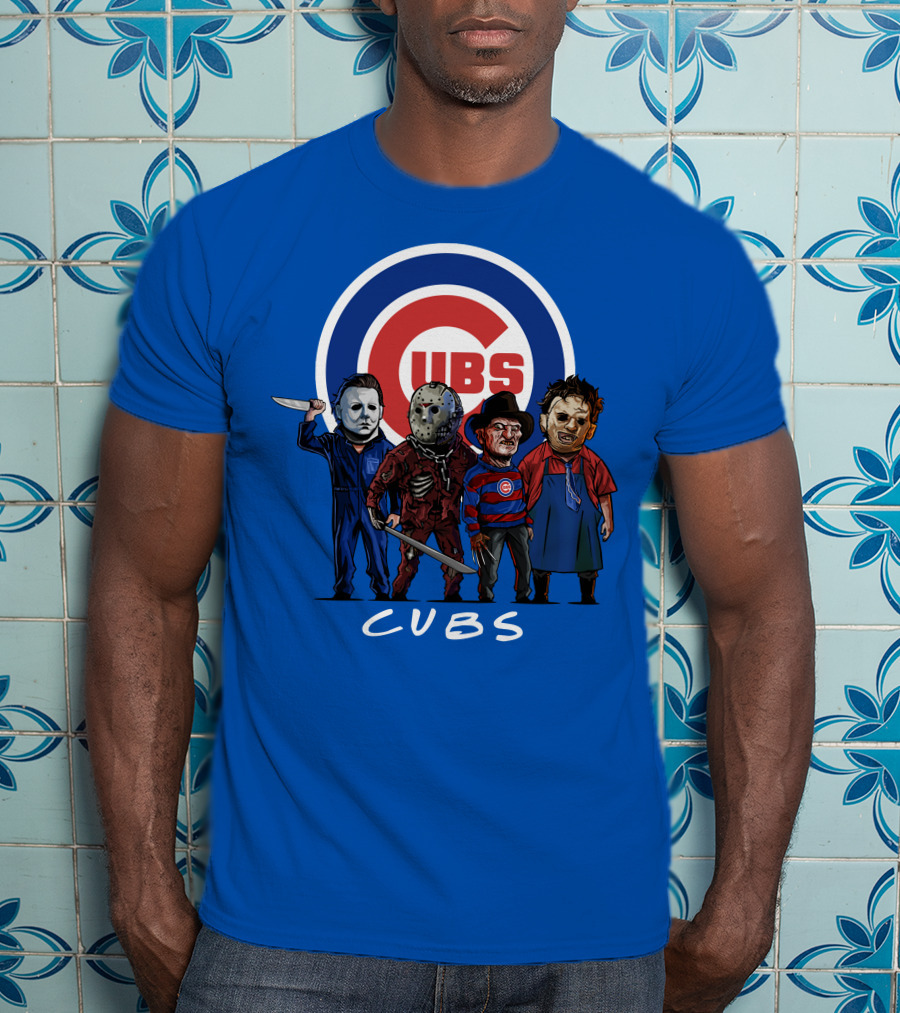 Chicago Cubs Halloween Slasher Squad Featuring Iconic Horror Characters T-Shirt