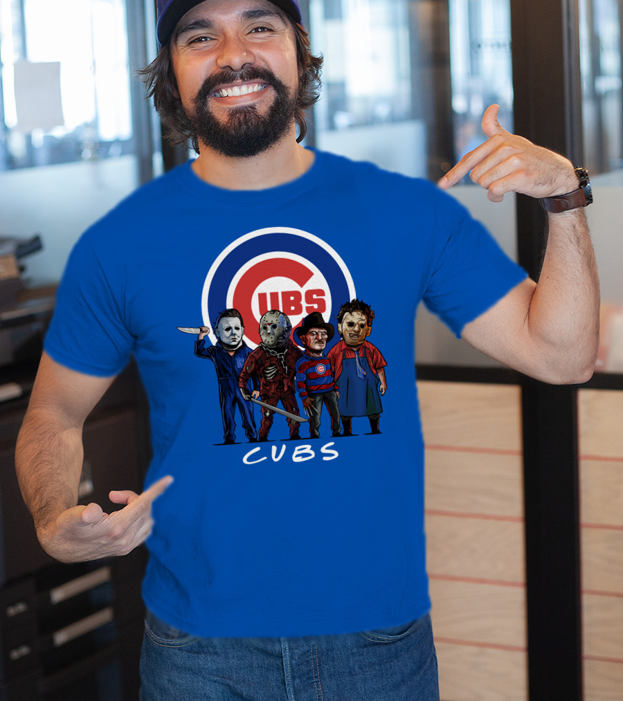Chicago Cubs Halloween Slasher Squad Featuring Iconic Horror Characters T-Shirt