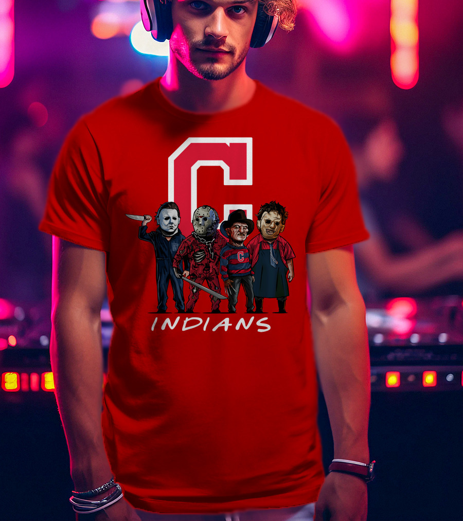 Cleveland Indians Halloween Horror Icons Slashers Crossover T-Shirt