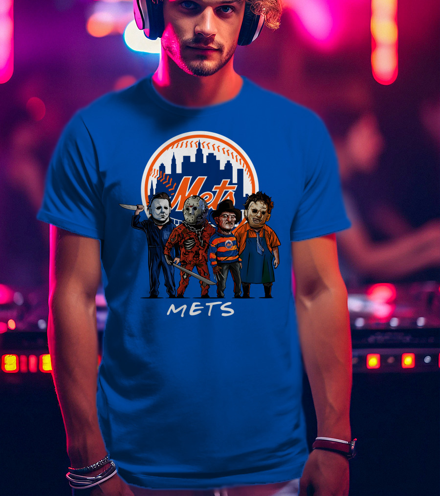 New York Mets Halloween The Slasher Squad Mets Team Characters T-Shirt