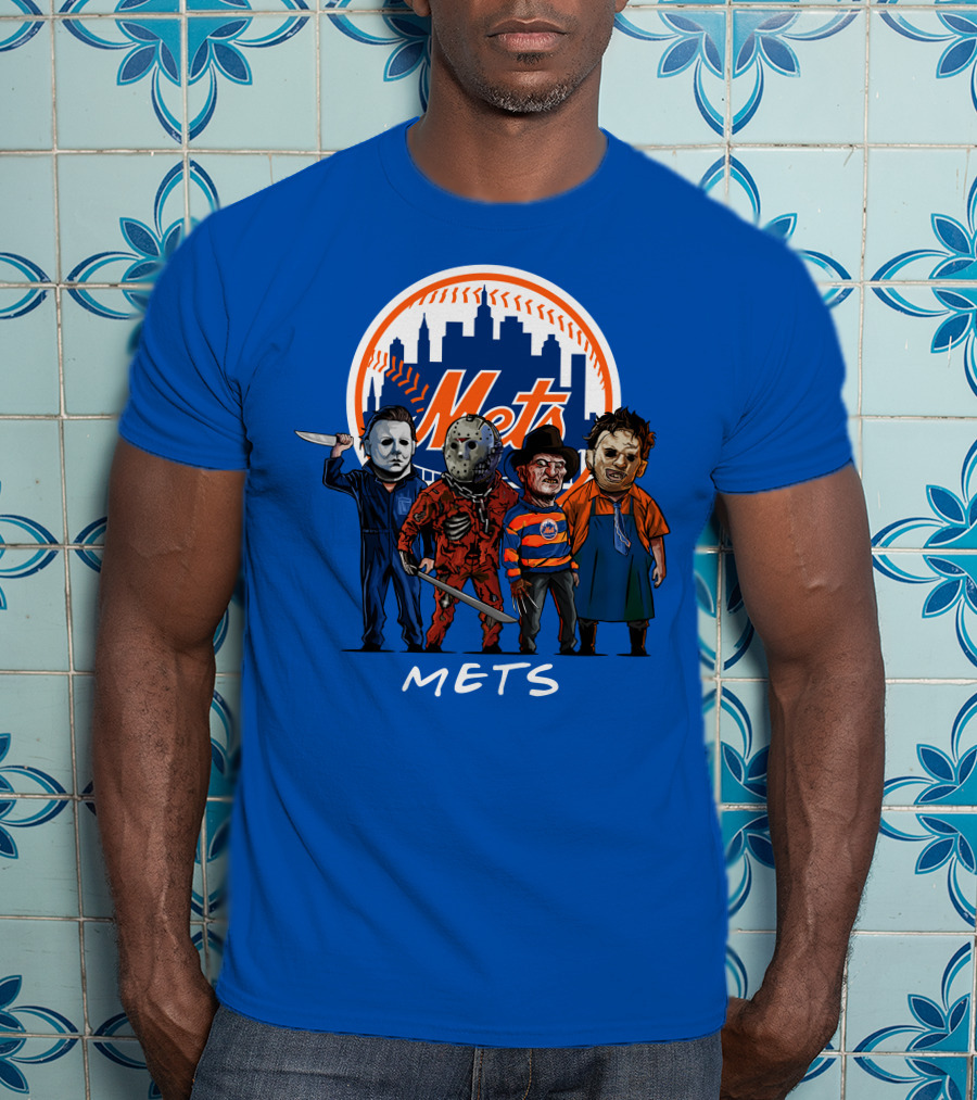 New York Mets Halloween The Slasher Squad Mets Team Characters T-Shirt