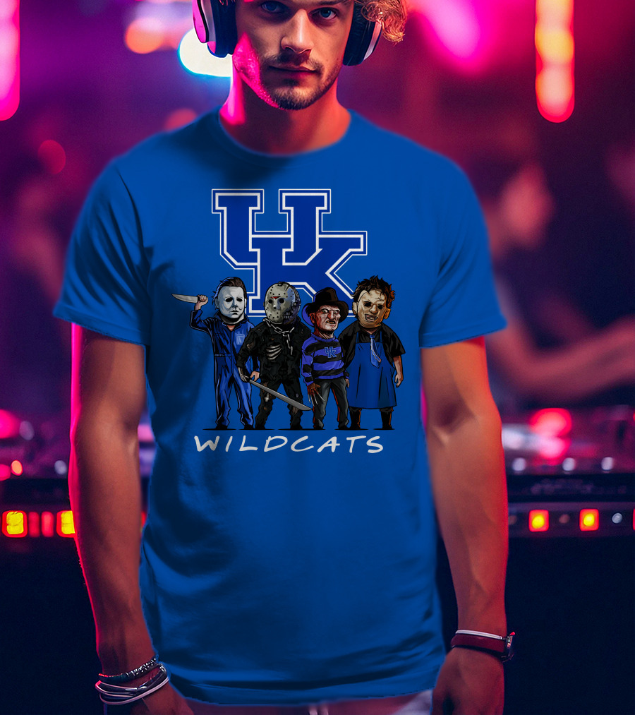 Kentucky Wildcats Halloween Horror Characters Team Up With Iconic Slashers T-Shirt