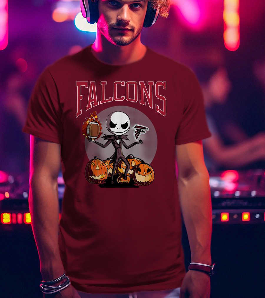 Falcons Halloween Jack Skellington Atlanta Football Pumpkin T-Shirt
