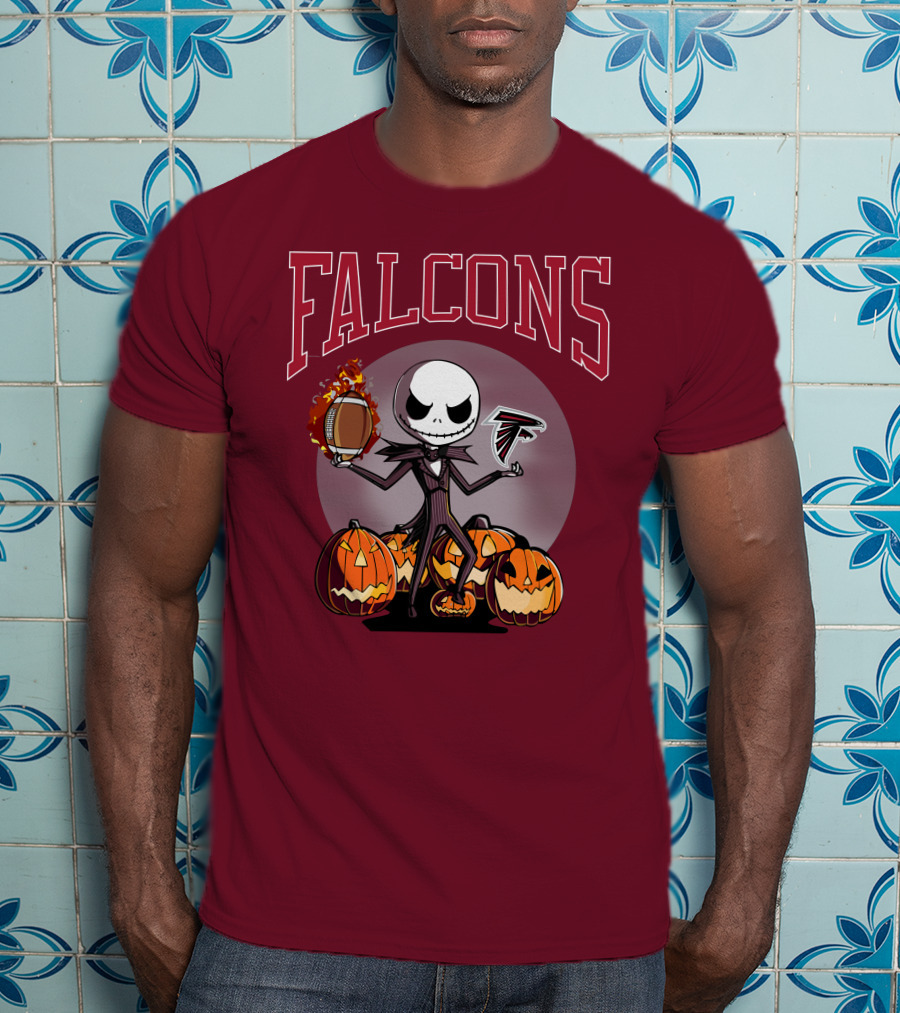 Falcons Halloween Jack Skellington Atlanta Football Pumpkin T-Shirt
