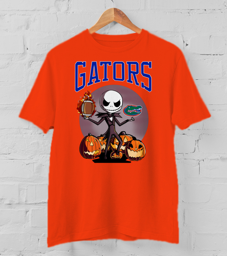 Gators Jack Skellington Florida Halloween Football Pumpkins T-Shirt