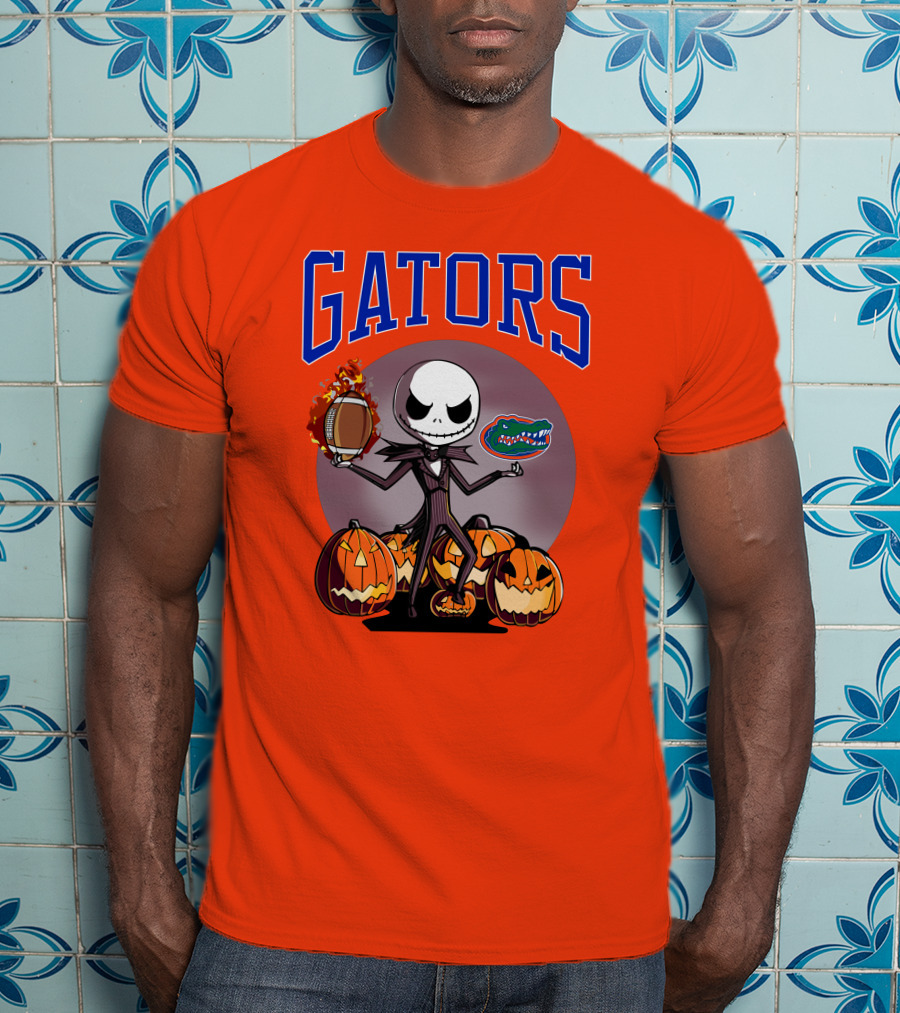 Gators Jack Skellington Florida Halloween Football Pumpkins T-Shirt