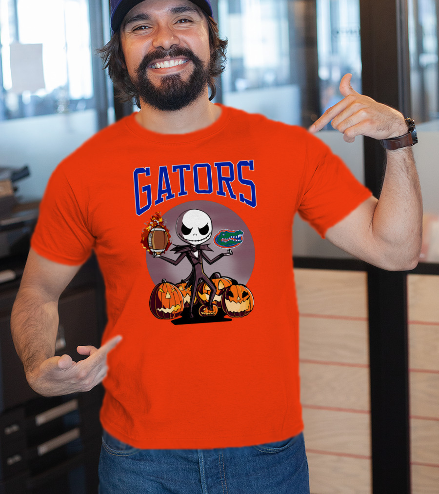 Gators Jack Skellington Florida Halloween Football Pumpkins T-Shirt