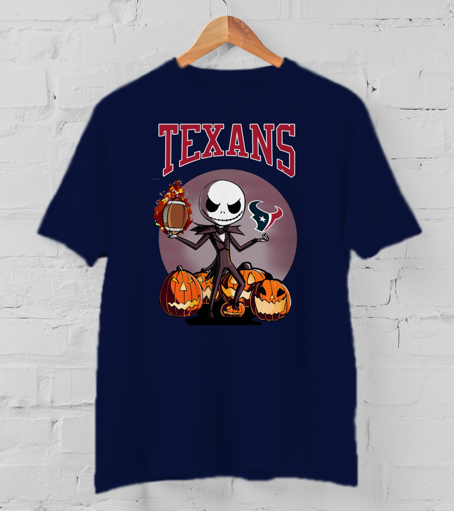 Texans Halloween Jack Skellington Football Pumpkins T-Shirt