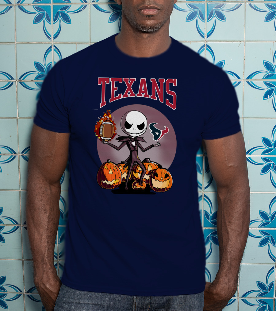 Texans Halloween Jack Skellington Football Pumpkins T-Shirt