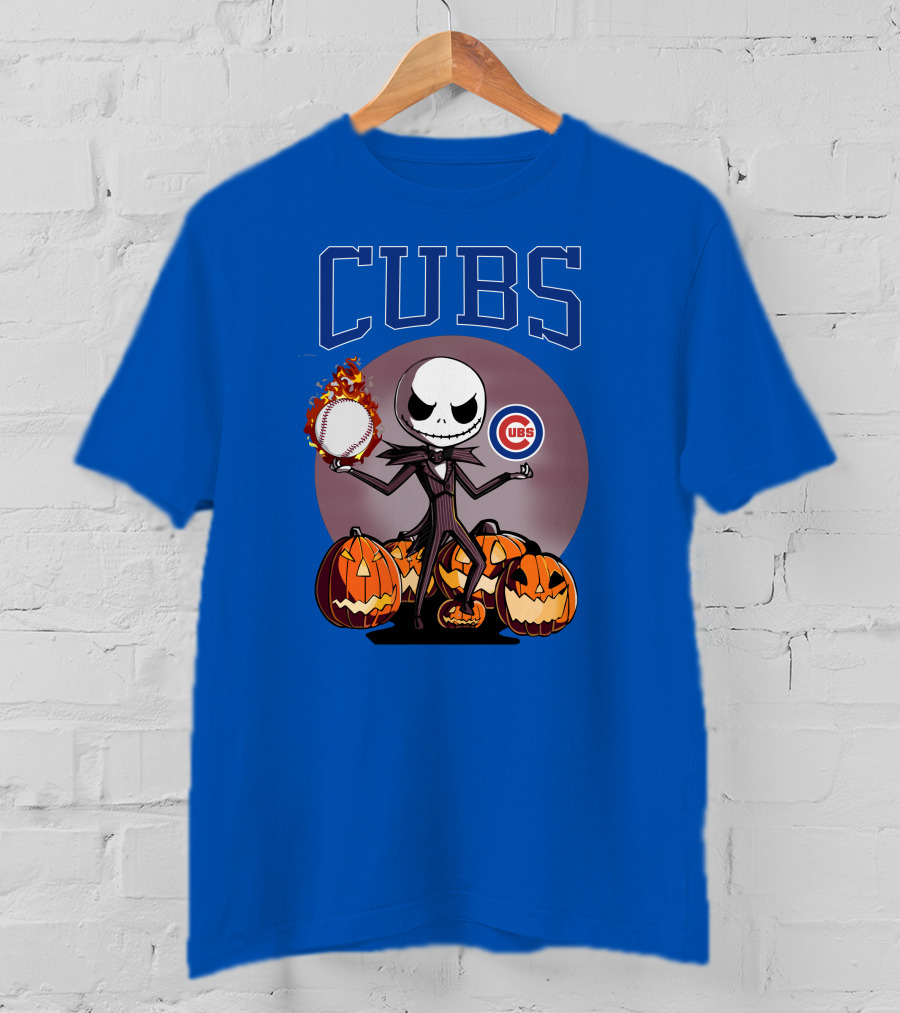 Cubs Jack Skellington Halloween Baseball Pumpkin T-Shirt