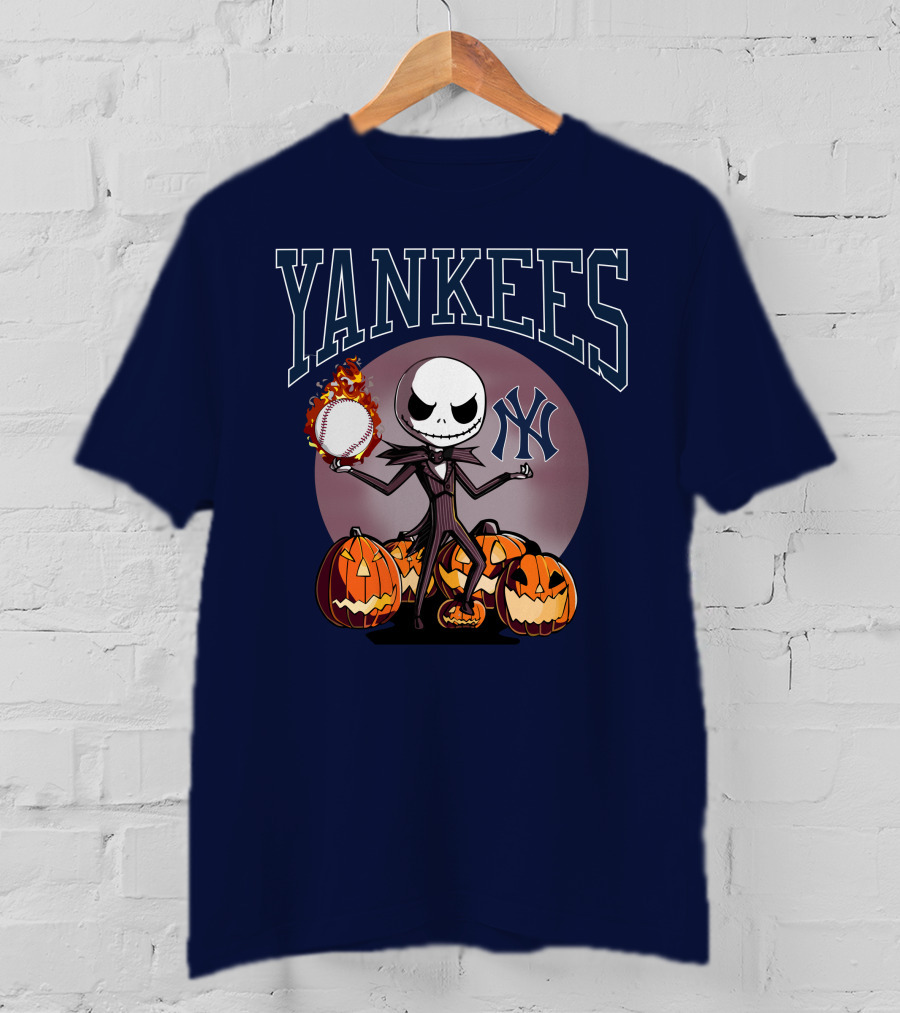 Yankees Jack Skellington Halloween Baseball Pumpkins T-Shirt