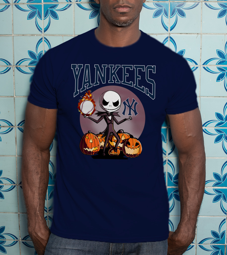 Yankees Jack Skellington Halloween Baseball Pumpkins T-Shirt