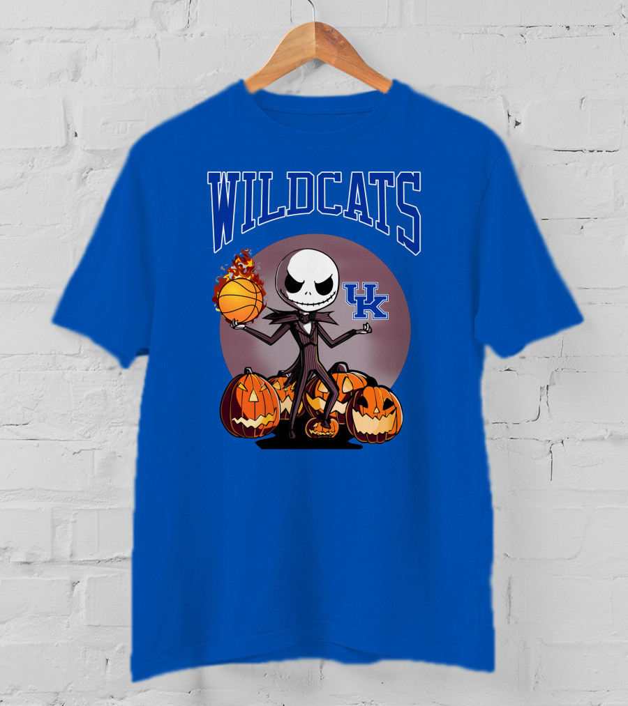 Wildcats UK Jack Skellington Halloween Basketball Pumpkins T-Shirt