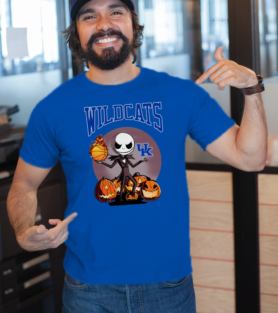 Wildcats UK Jack Skellington Halloween Basketball Pumpkins T-Shirt