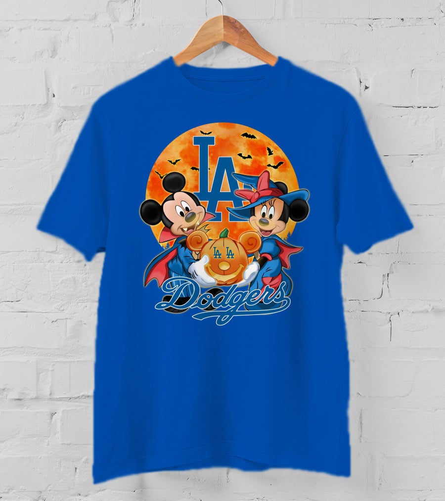 LA Dodgers Mickey Mouse Minnie Mouse Halloween Pumpkin Magic T-Shirt