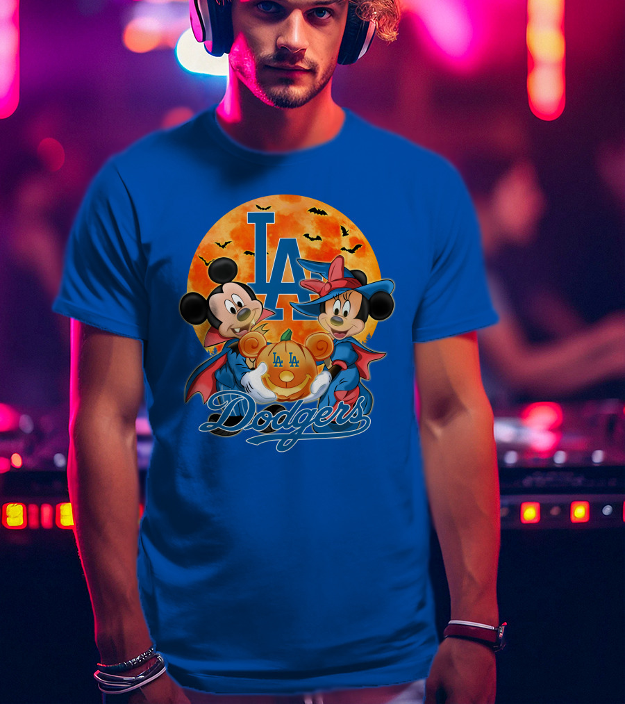 LA Dodgers Mickey Mouse Minnie Mouse Halloween Pumpkin Magic T-Shirt