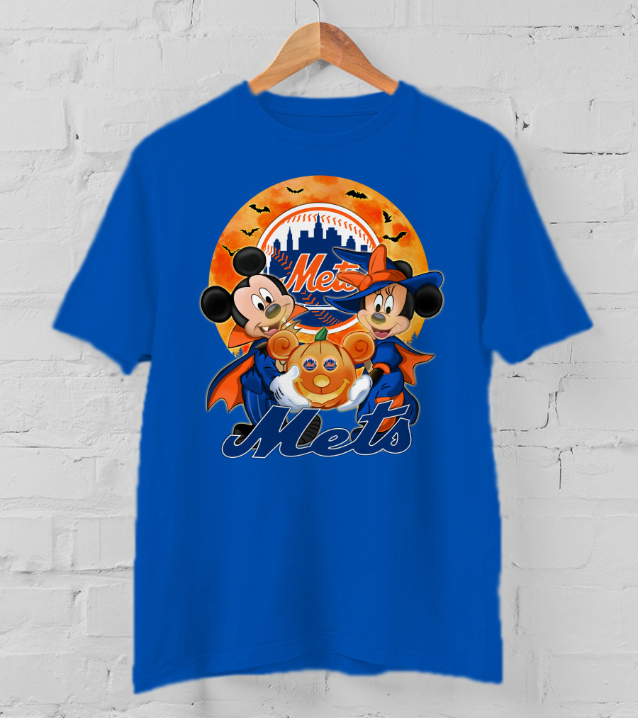 Mickey Minnie Mets Halloween Pumpkin Baseball Bats T-Shirt
