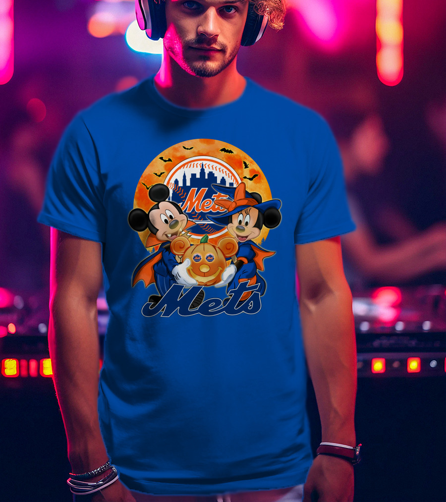Mickey Minnie Mets Halloween Pumpkin Baseball Bats T-Shirt