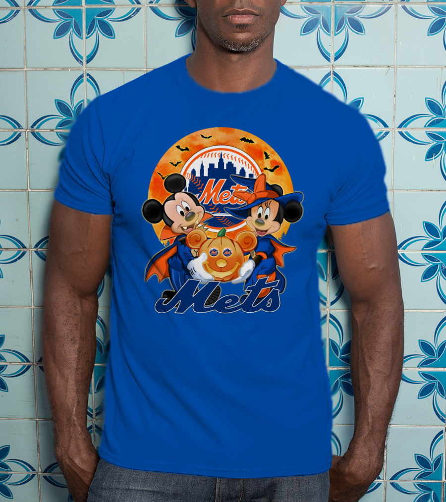 Mickey Minnie Mets Halloween Pumpkin Baseball Bats T-Shirt