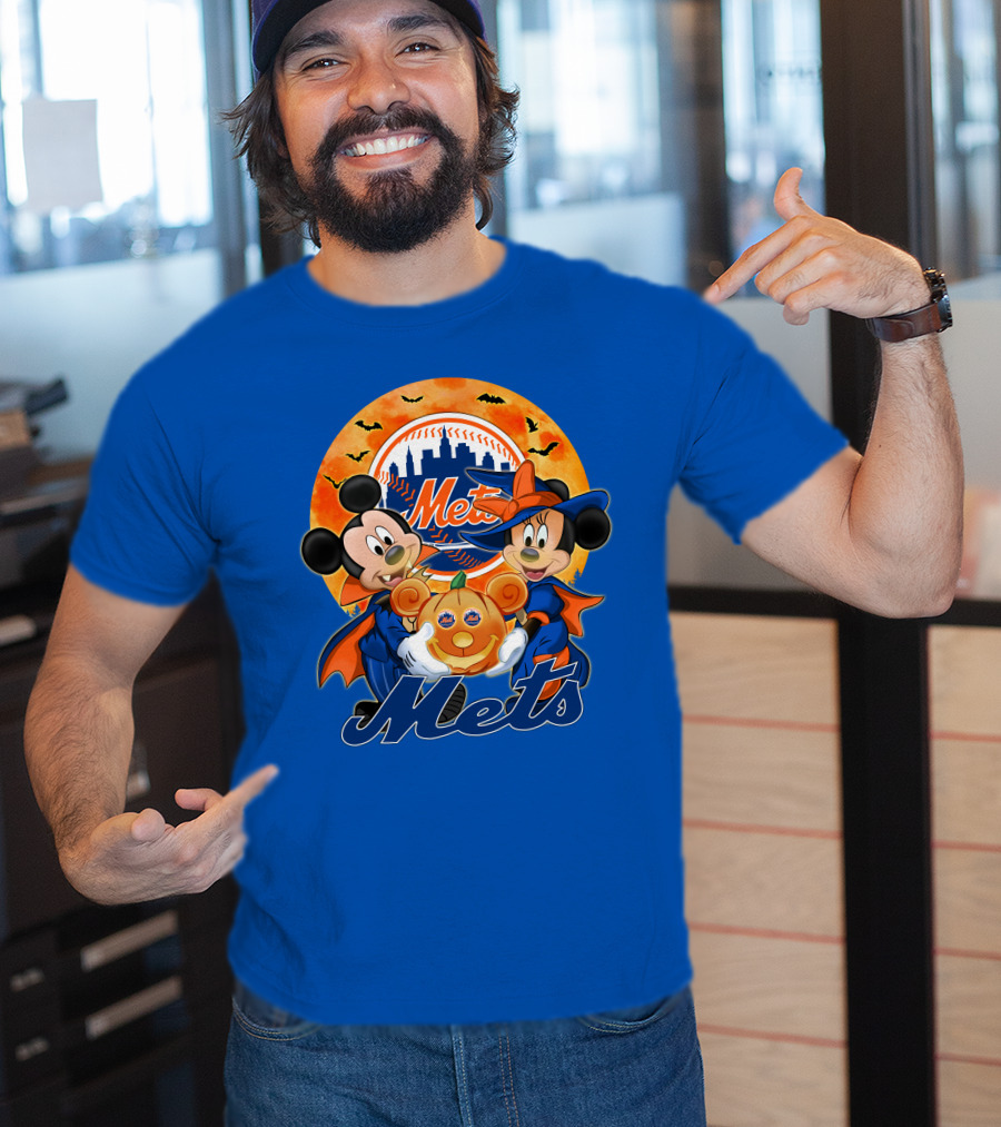 Mickey Minnie Mets Halloween Pumpkin Baseball Bats T-Shirt