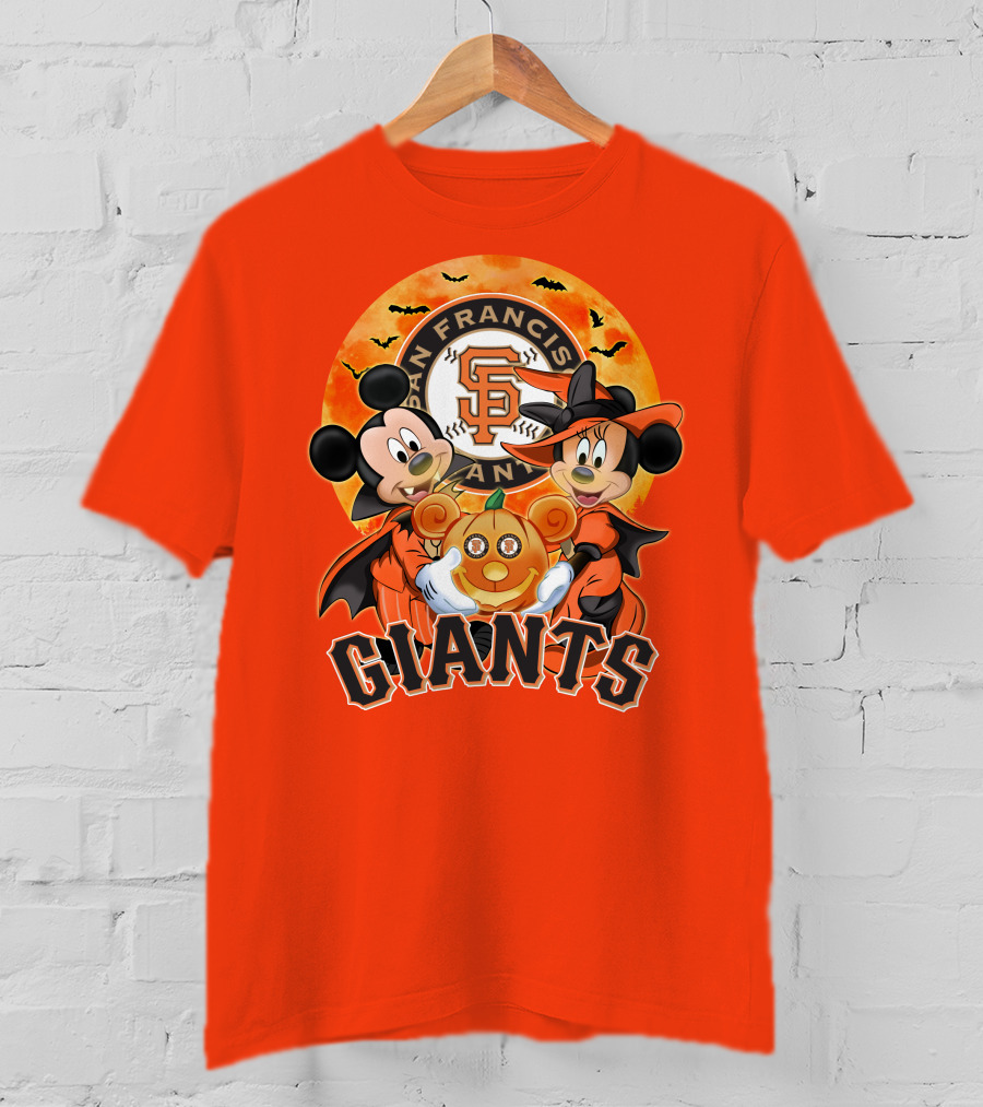 San Francisco Giants Halloween Mickey Mouse Minnie Mouse Pumpkin T-Shirt