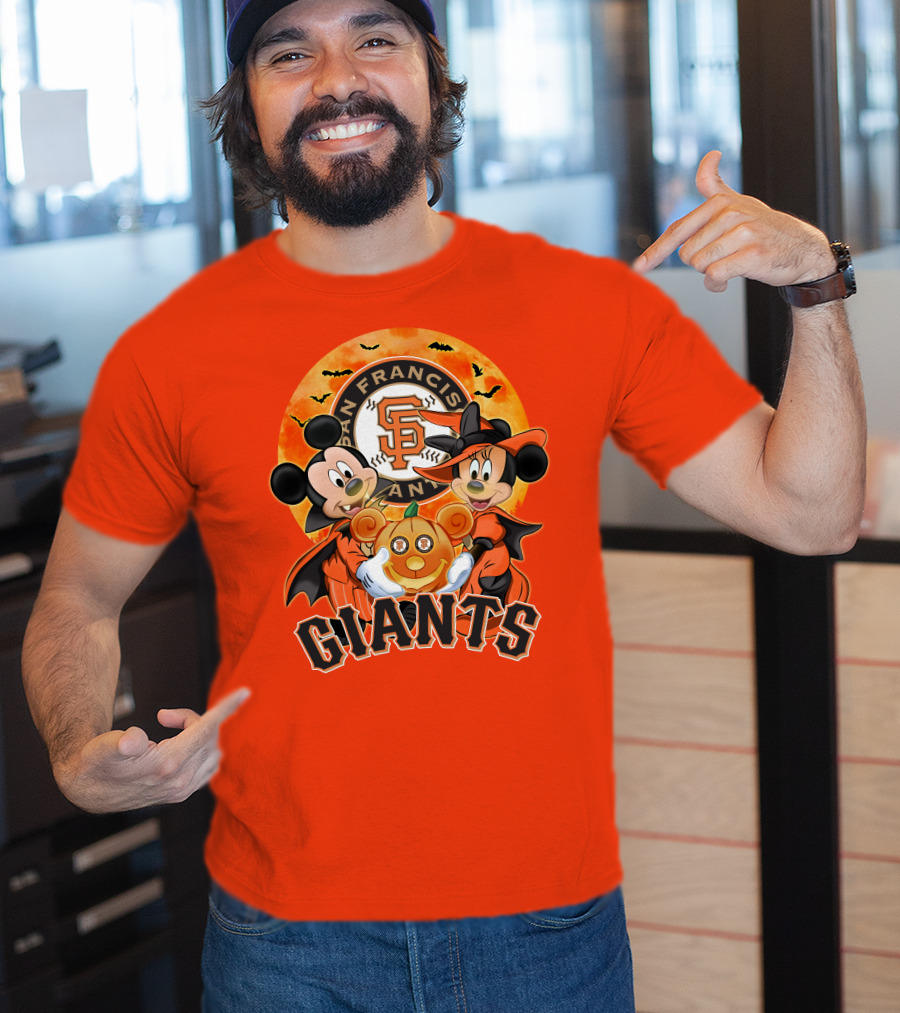 San Francisco Giants Halloween Mickey Mouse Minnie Mouse Pumpkin T-Shirt