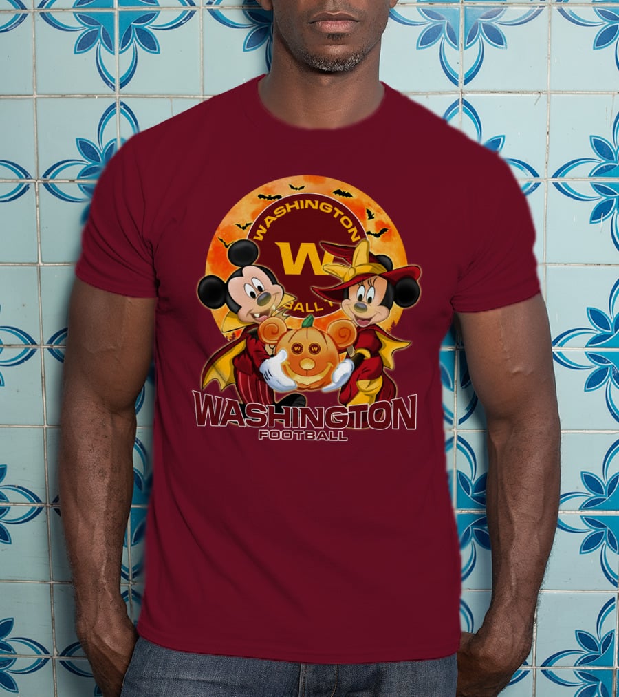 Washington Football Mickey Mouse Minnie Mouse Halloween T-Shirt