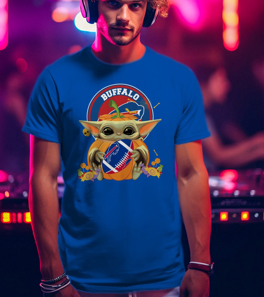 Halloween Pumpkin Baby Yoda Buffalo Bills Football Team Spirit T-Shirt