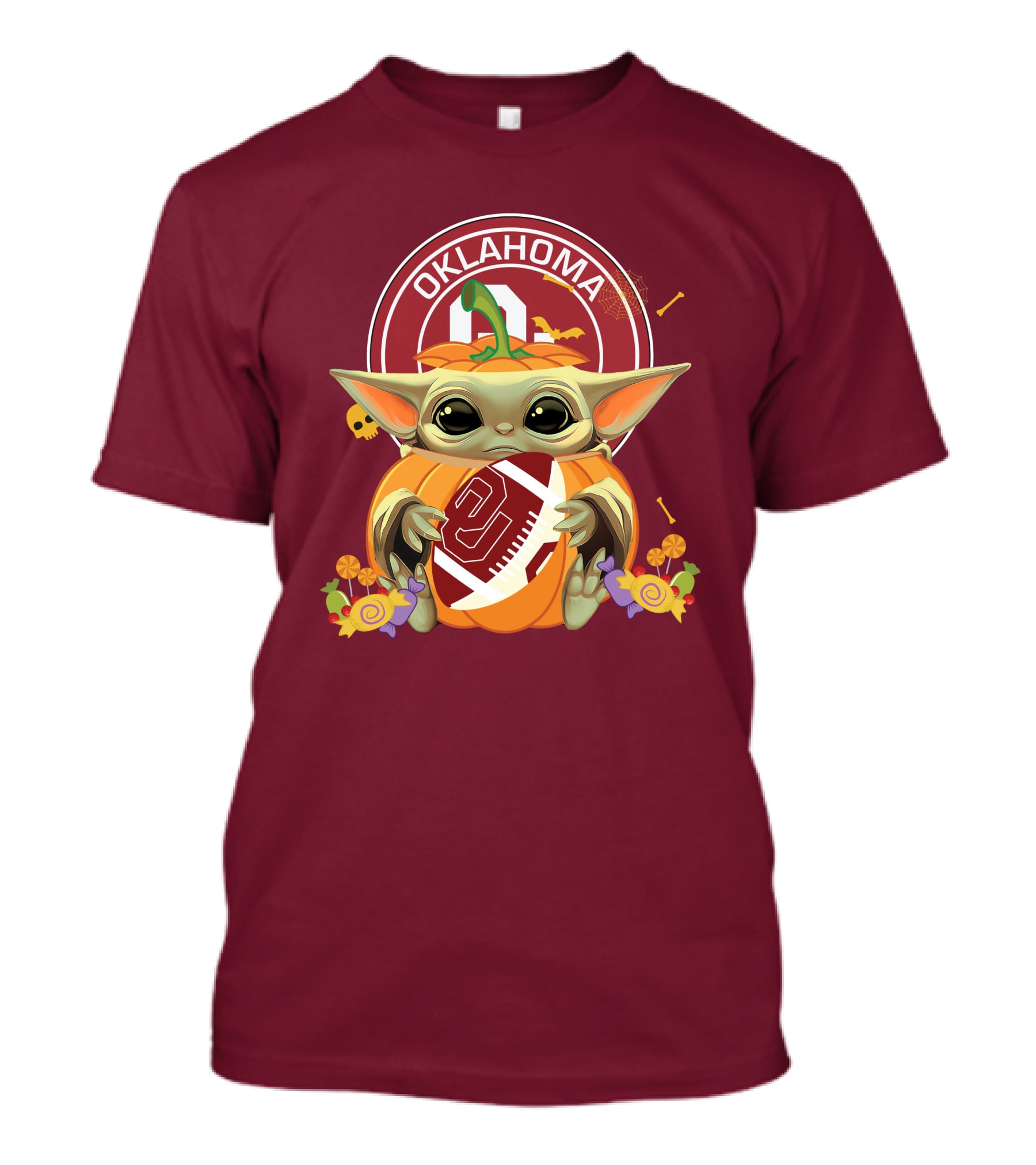 Halloween Pumpkin Baby Yoda Hug Oklahoma Sooners Football T-Shirt