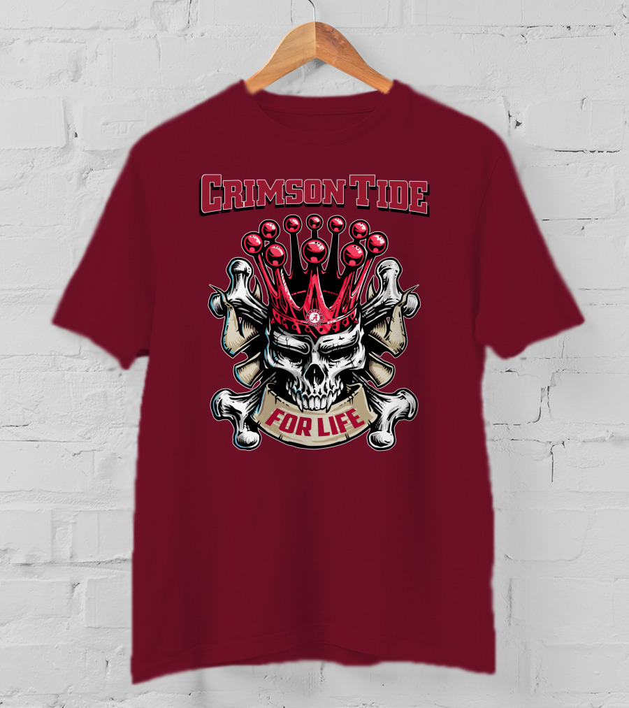 Crimson Tide Skull King For Life T-Shirt