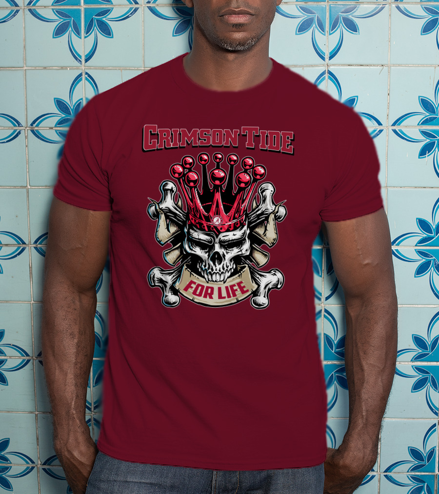 Crimson Tide Skull King For Life T-Shirt