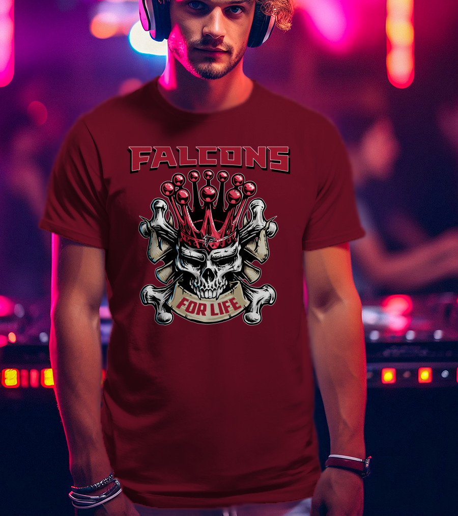 Falcons Skull King Crowned With Bones For Life T-Shirt
