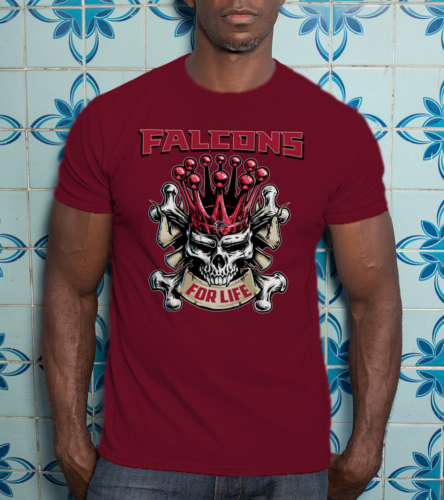 Falcons Skull King Crowned With Bones For Life T-Shirt