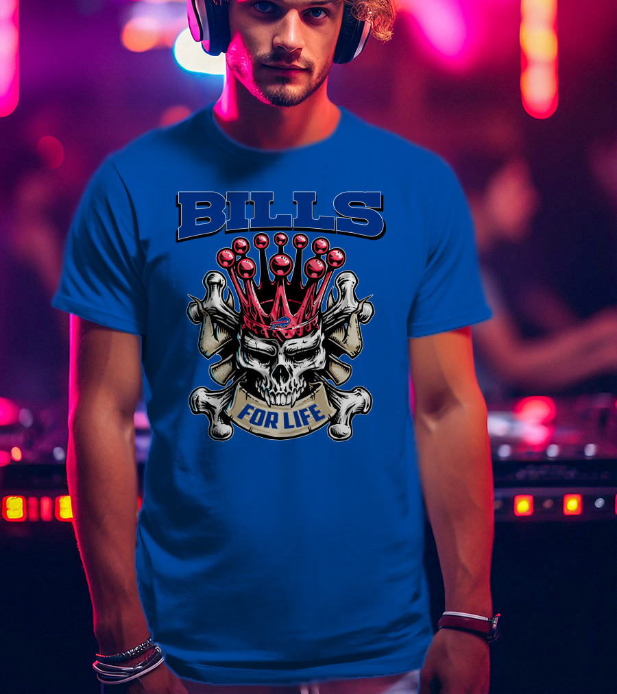 Buffalo Bills Skull King Crown For Life T-Shirt