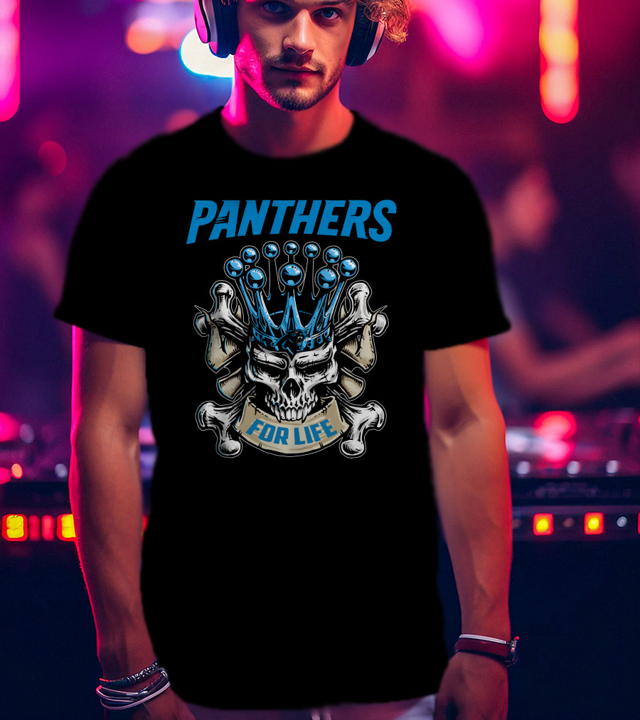 Panthers Skull King For Life T-Shirt