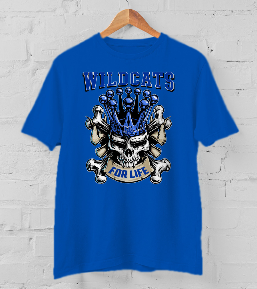 Wildcats For Life Skull King Kentucky Wildcats T-Shirt