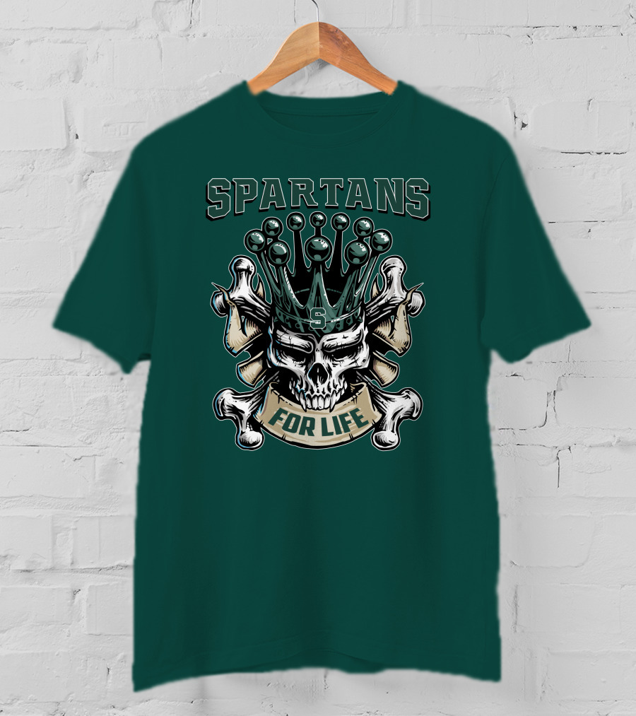 Spartans Skull King Michigan State For Life T-Shirt