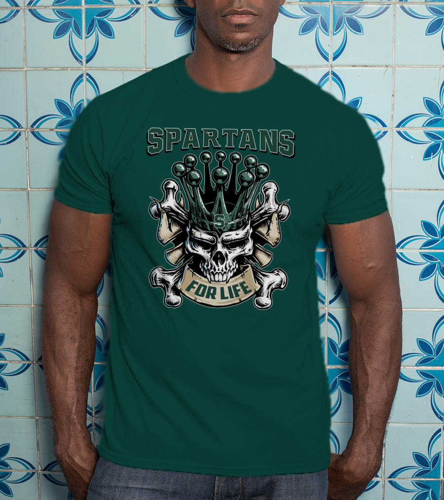 Spartans Skull King Michigan State For Life T-Shirt
