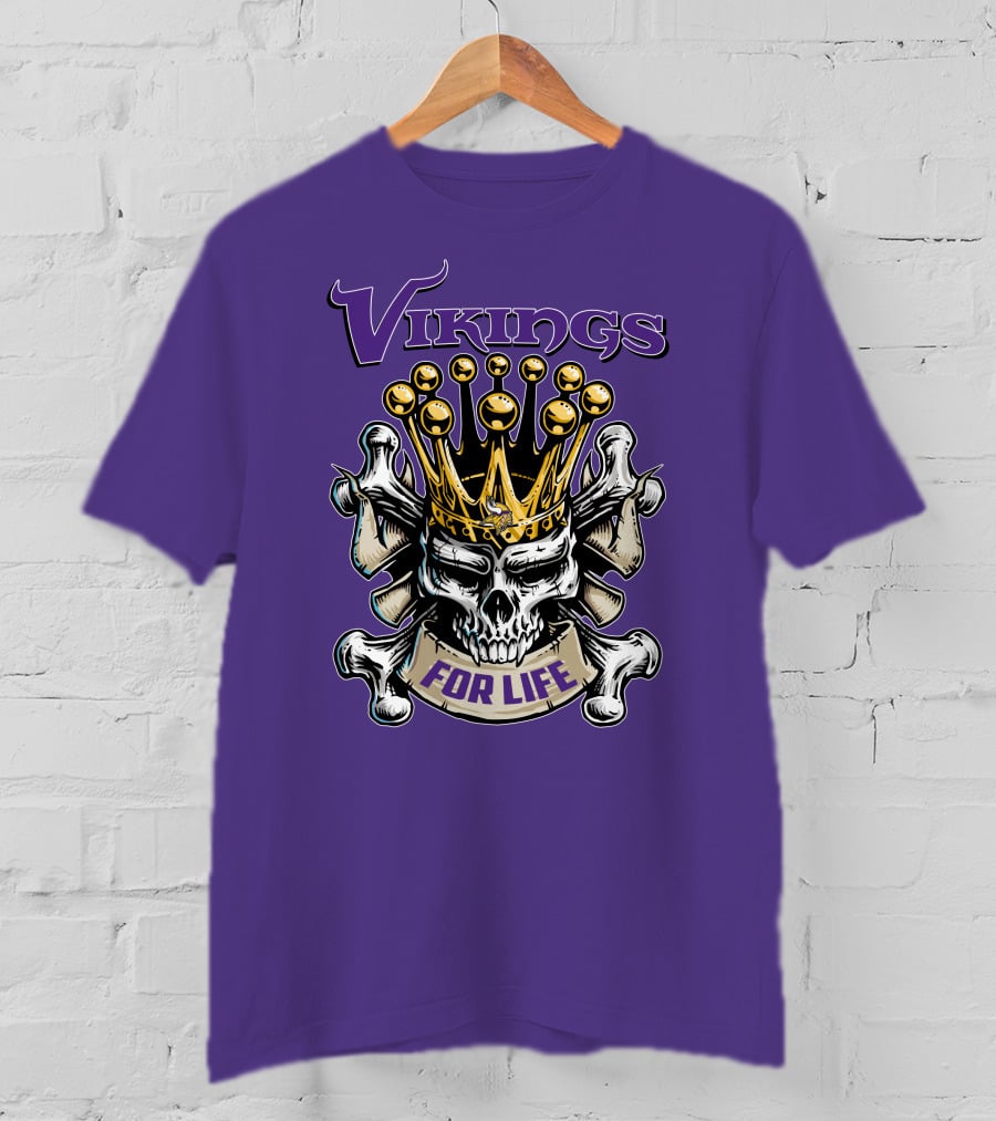 Vikings Skull King Crown For Life Minnesota T-Shirt