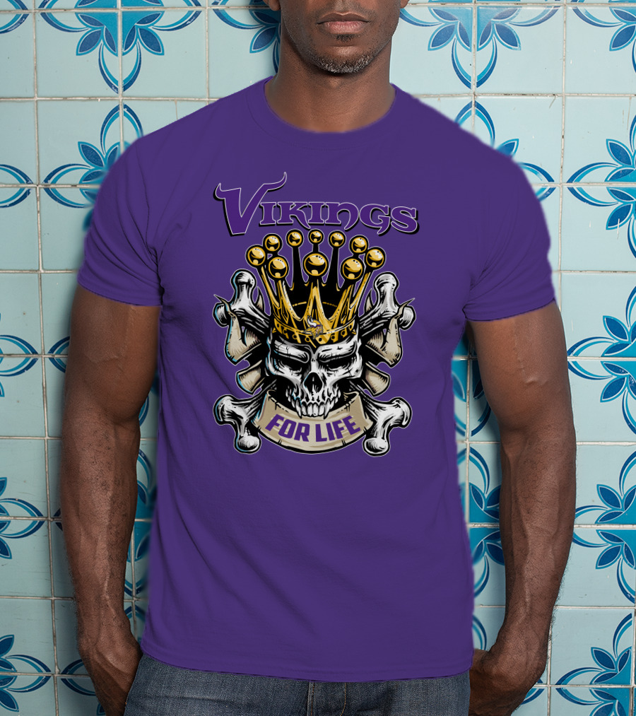 Vikings Skull King Crown For Life Minnesota T-Shirt