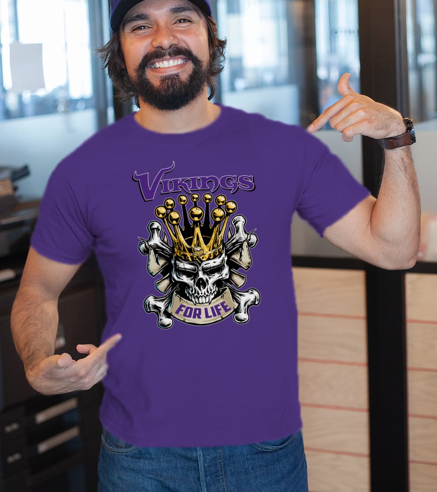Vikings Skull King Crown For Life Minnesota T-Shirt