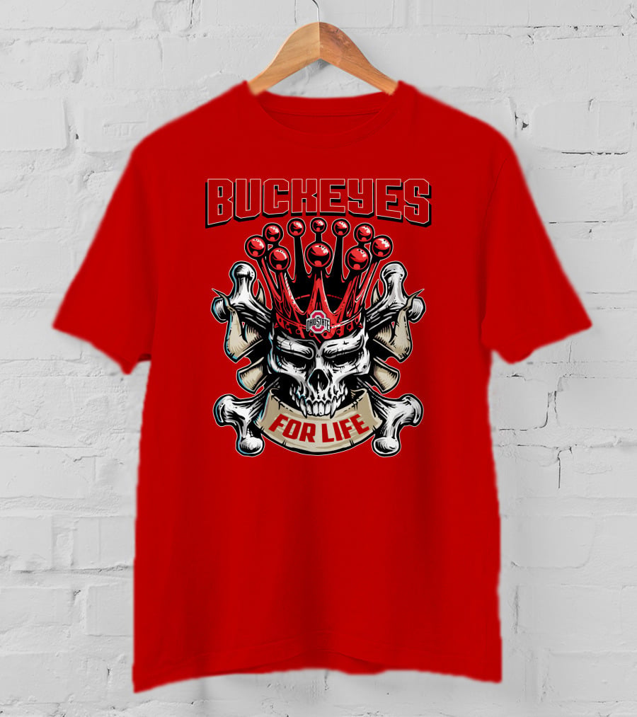 Buckeyes Skull King Ohio State For Life T-Shirt