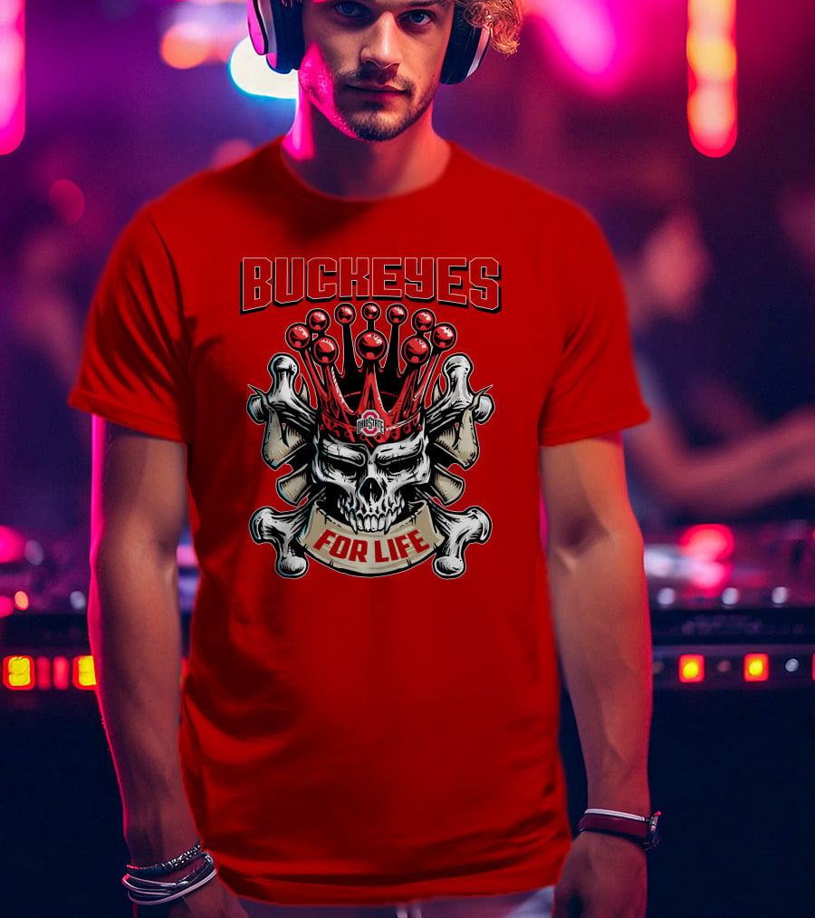 Buckeyes Skull King Ohio State For Life T-Shirt