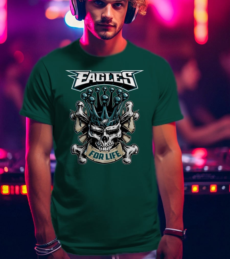 Eagles Skull King For Life Philadelphia Fan Dominion T-Shirt