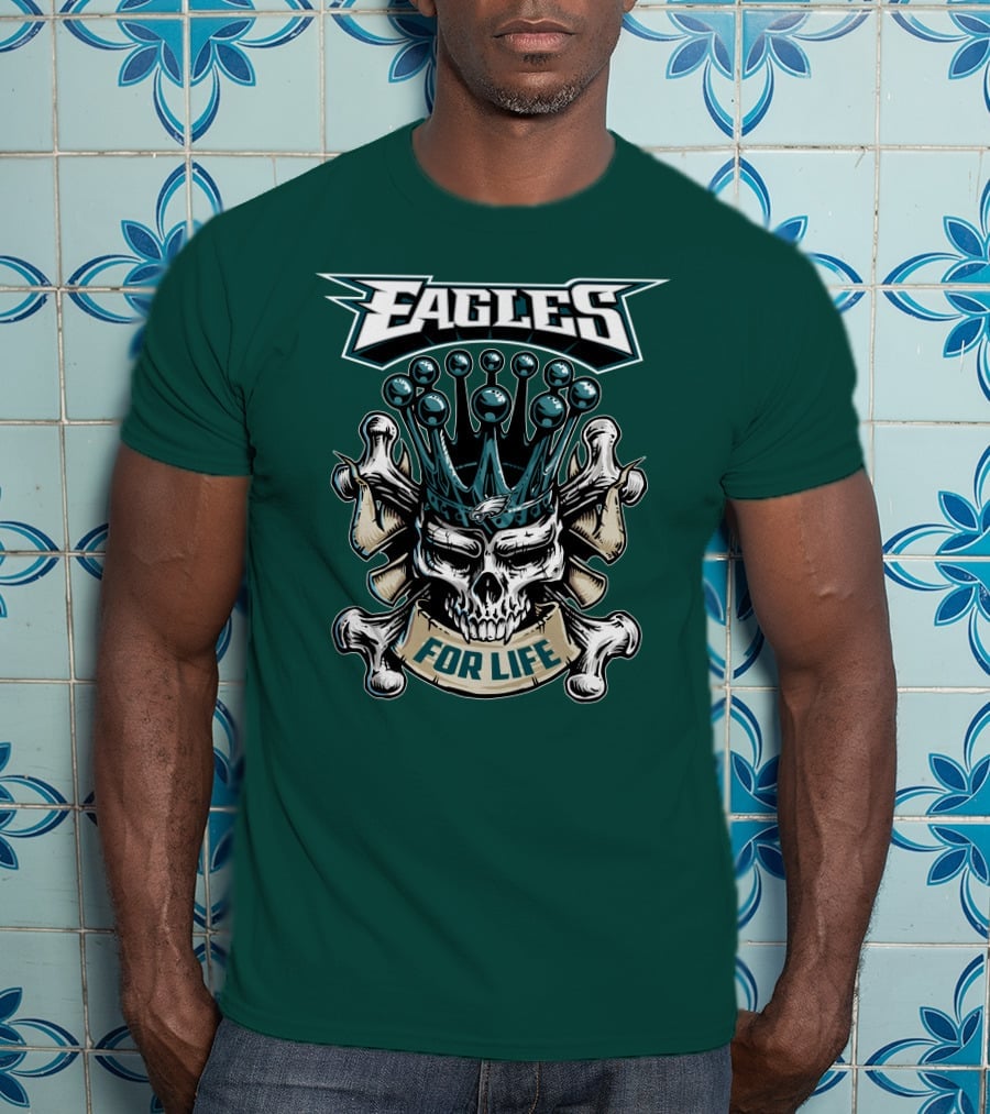 Eagles Skull King For Life Philadelphia Fan Dominion T-Shirt