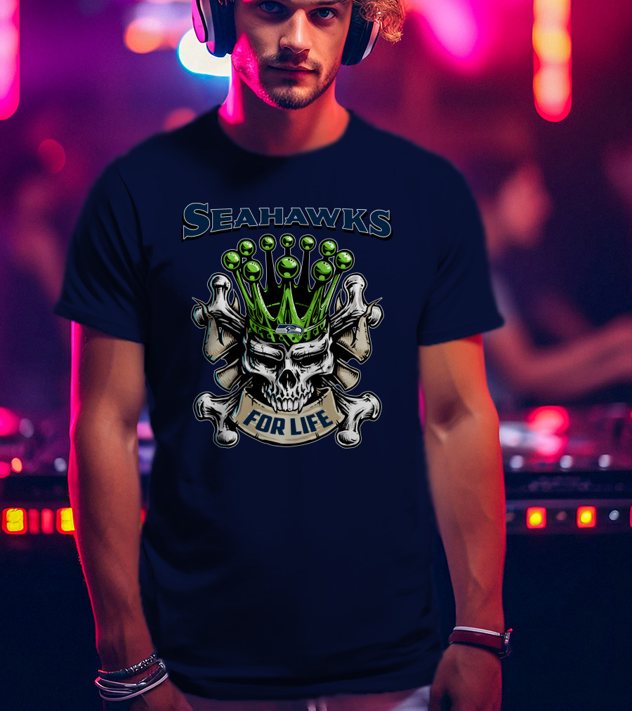 Skull King Seahawks For Life T-Shirt