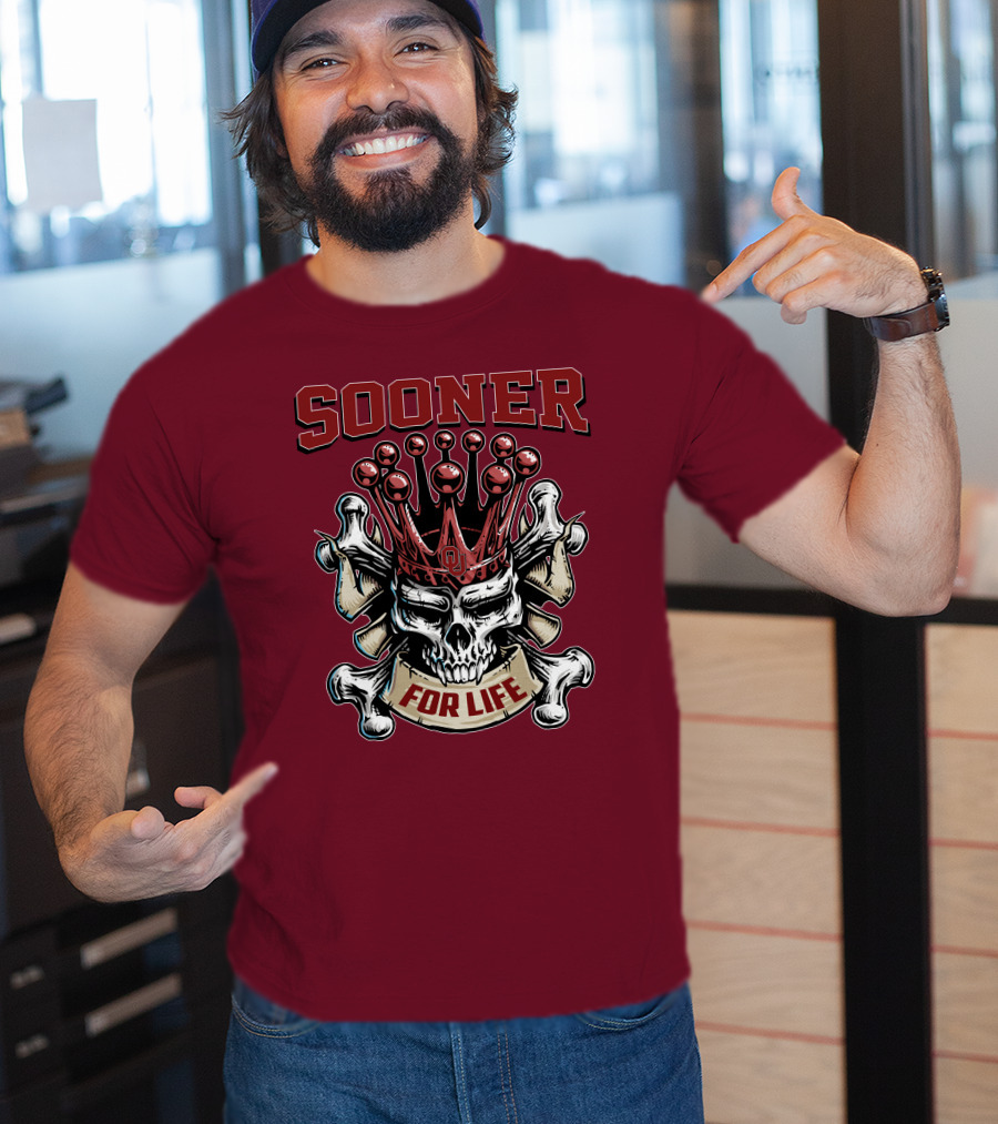 Sooner Skull King Ou Crown For Life T-Shirt